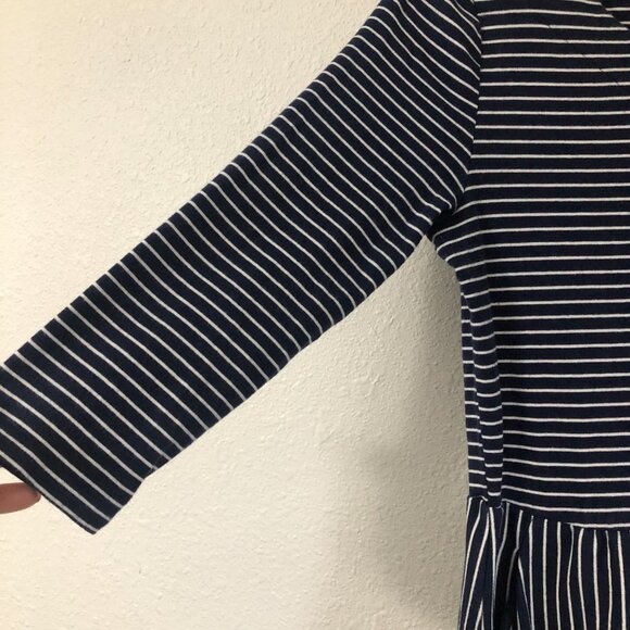 Boden Janie Day Navy White Striped Zip Shoulder Long Sleeve Pocket Dress 10R - Picture 7 of 8